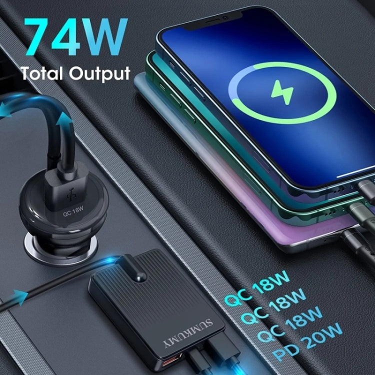 TR-43 For Back Seat PD 18W Fast Charging Car Charger 2m Extention Charger Adapter - Car Charger by PMC TechLife | Online Shopping South Africa | PMC TechLife