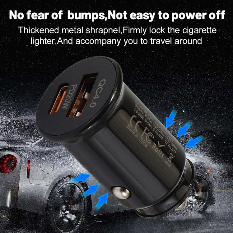 P10 Mini Style QC4.0 USB / PD20W Dual Port Car Charger(White) - Car Charger by PMC TechLife | Online Shopping South Africa | PMC TechLife