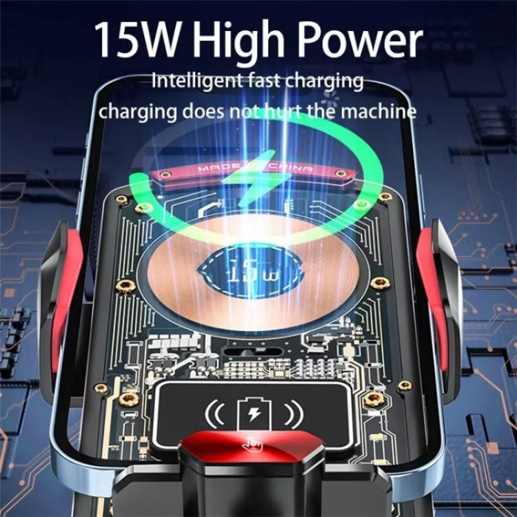 A6 Car Automatic Clamping Phone Holder 15W Magnetic Wireless Charger(Black) - Car Charger by PMC TechLife | Online Shopping South Africa | PMC TechLife
