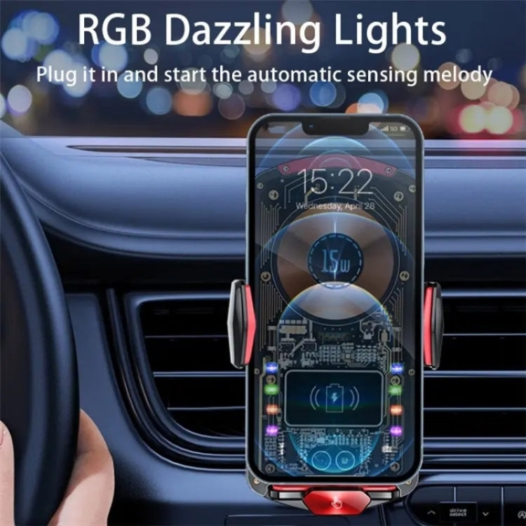 A6 Car Automatic Clamping Phone Holder 15W Magnetic Wireless Charger(Orange) - Car Charger by PMC TechLife | Online Shopping South Africa | PMC TechLife