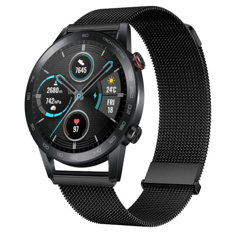 For Honor Magic Watch Milan Double Magnetic Steel Mesh Watch Band(Black) - Watch Bands by PMC TechLife | Online Shopping South Africa | PMC TechLife