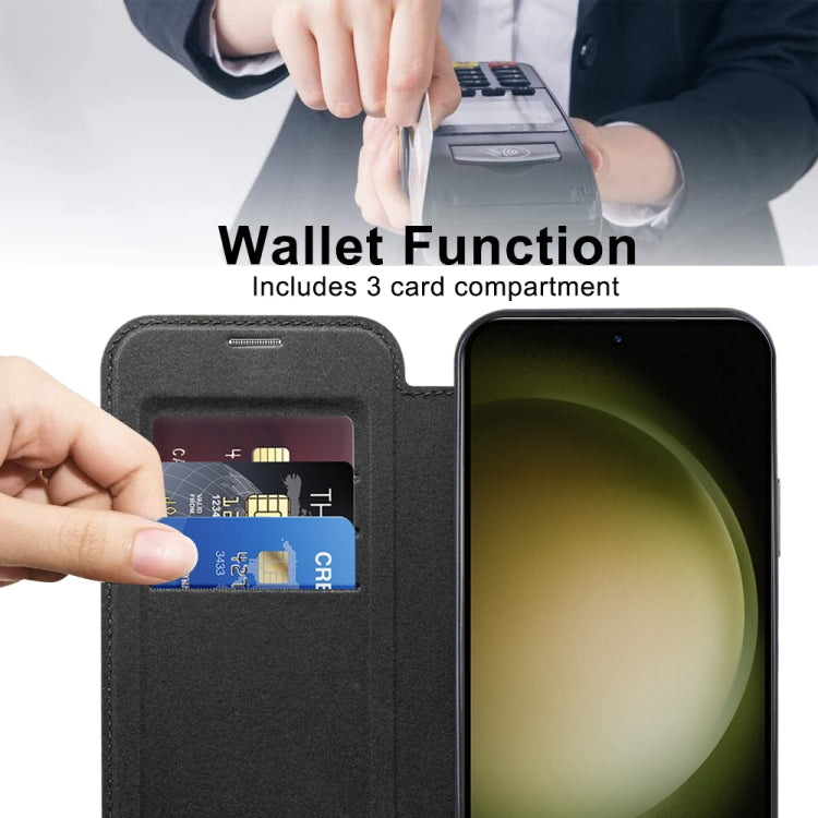For Samsung Galaxy S23+ 5G Shield Magsafe RFID Anti-theft Rhombus Leather Phone Case(Black) - Galaxy S23+ 5G Cases by PMC TechLife | Online Shopping South Africa | PMC TechLife