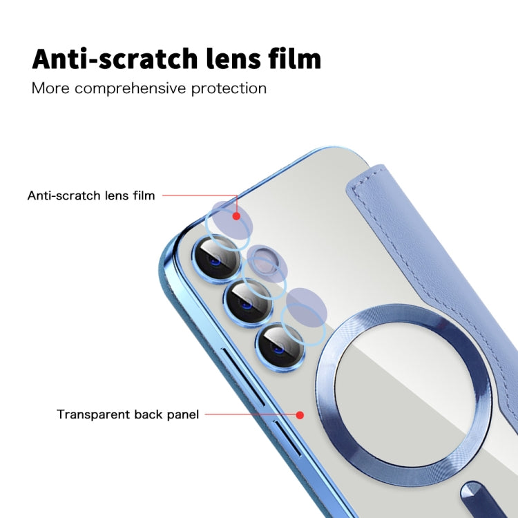 For Samsung Galaxy S23 FE 5G Shield Magsafe RFID Anti-theft Rhombus Leather Phone Case(Blue) - Galaxy S23 FE 5G Cases by PMC TechLife | Online Shopping South Africa | PMC TechLife
