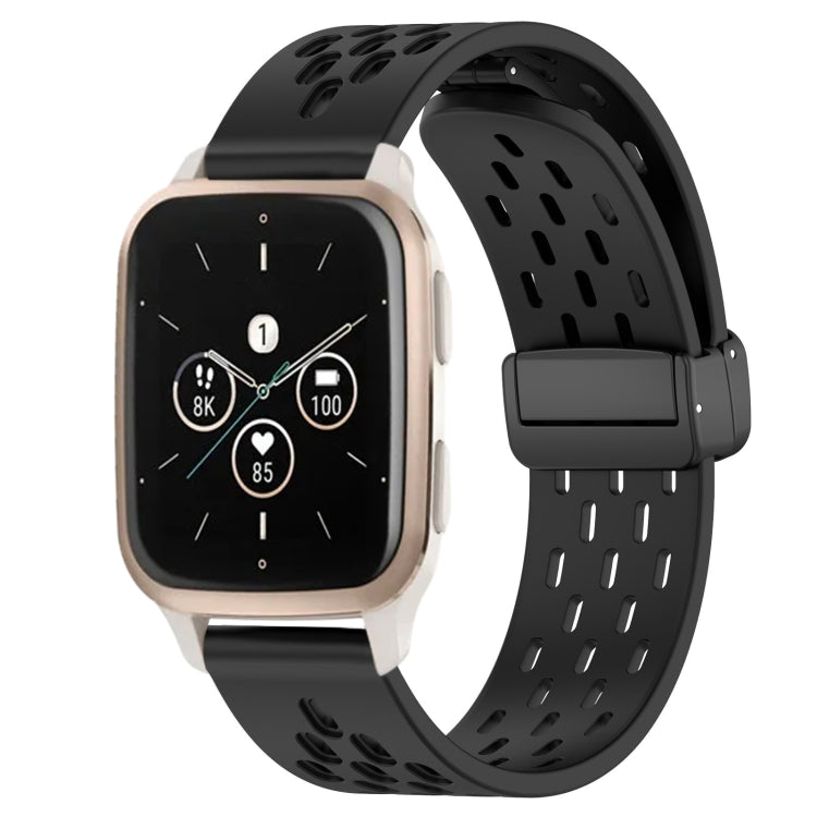 Compatible with Garmin Compatible witherunner Sq2 Music 20mm Folding Magnetic Clasp Silicone Watch Band(Black) - free shipping - PMC TechLife - Order now!