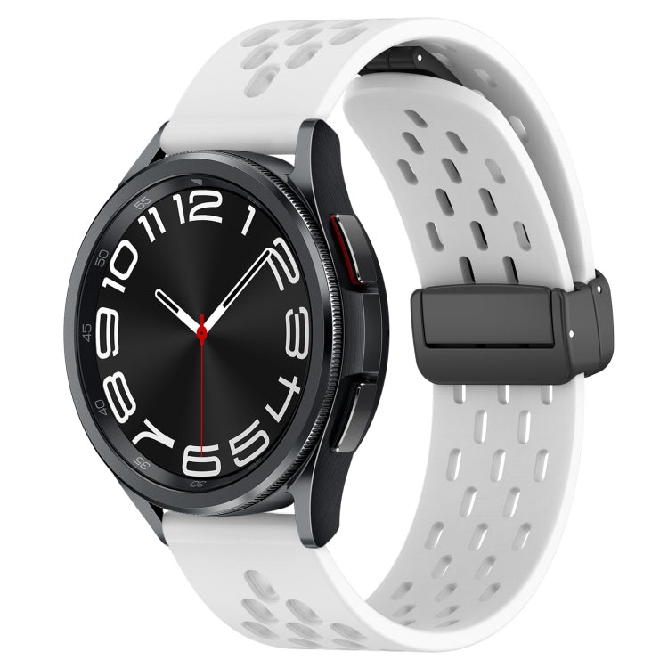 For Samsung Galaxy Watch 6 Classic 47mm 20mm Folding Magnetic Clasp Silicone Watch Band(White) - free shipping - PMC TechLife - Order now!