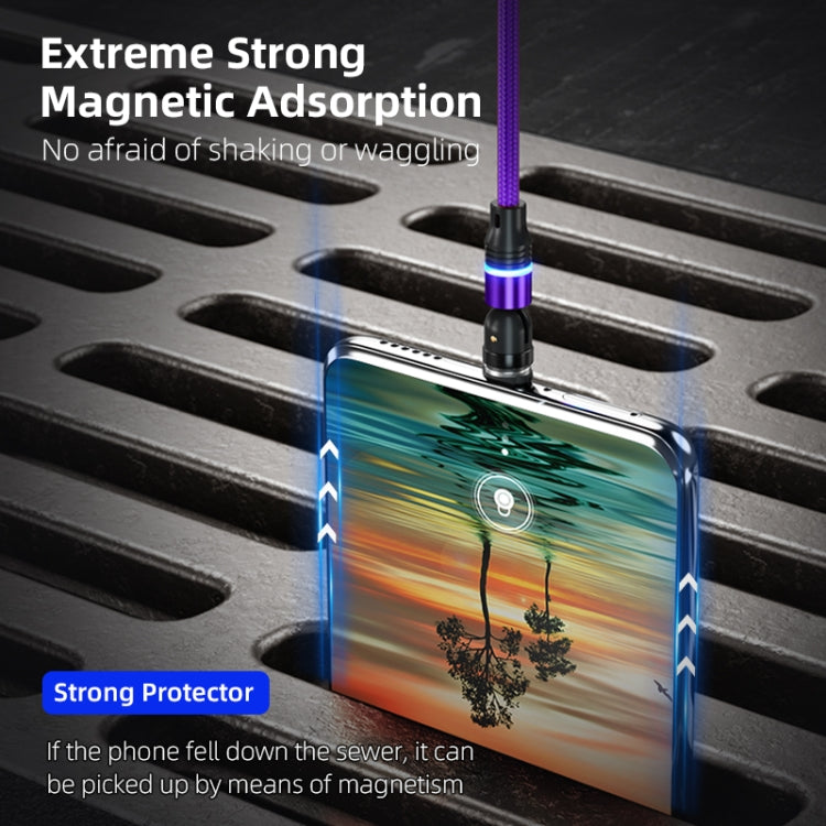 ENKAY 3 in 1 2.4A USB to Type-C / 8 Pin / Micro USB Magnetic 540 Degrees Rotating Charging Cable, Length:1m(Purplele) - Charging Cable & Head by ENKAY | Online Shopping South Africa | PMC TechLife | Buy Now Pay Later Mobicred