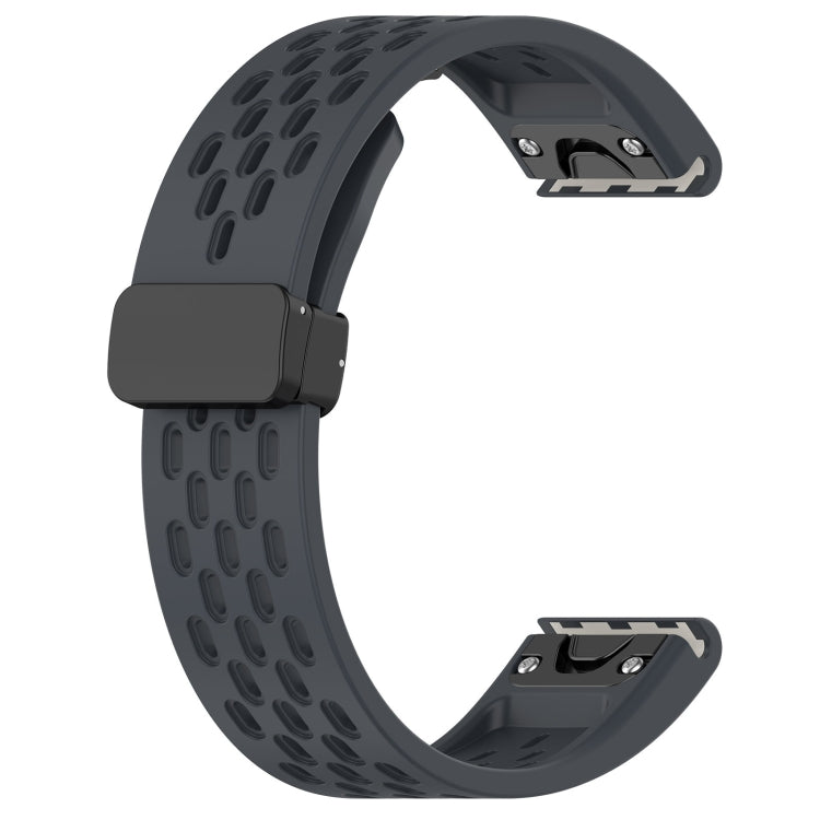 Compatible with Garmin Quatix 7 Pro 22mm Folding Buckle Hole Silicone Watch Band(Dark Gray) - free shipping - PMC TechLife - Order now!