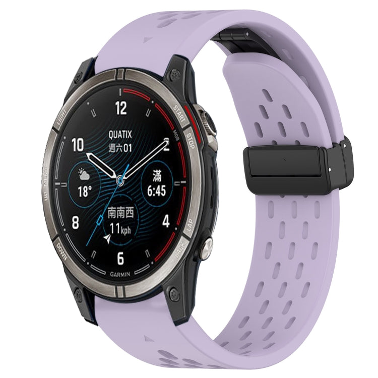 Compatible with Garmin Quatix 7 Pro 22mm Folding Buckle Hole Silicone Watch Band(Purple) - free shipping - PMC TechLife - Order now!