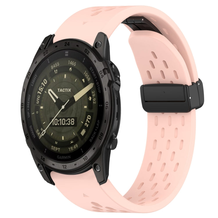 Compatible with Garmin Tactix 7 AMOLED 26mm Folding Buckle Hole Silicone Watch Band(Pink) - free shipping - PMC TechLife - Order now!