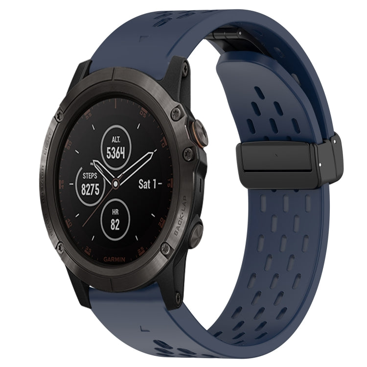 Compatible with Garmin Fenix 5X Plus 26mm Folding Buckle Hole Silicone Watch Band(Midnight Blue) - free shipping - PMC TechLife - Order now!