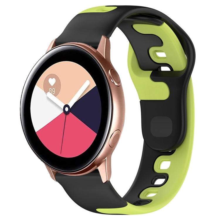 For Samsung Galaxy Watch Active 20mm Double Color Silicone Watch Band(Black+Green) - Watch Bands by PMC TechLife | Online Shopping South Africa | PMC TechLife