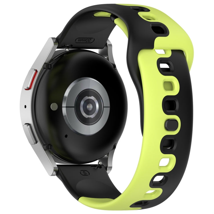 For Samsung Galaxy Watch Active 20mm Double Color Silicone Watch Band(Black+Green) - Watch Bands by PMC TechLife | Online Shopping South Africa | PMC TechLife