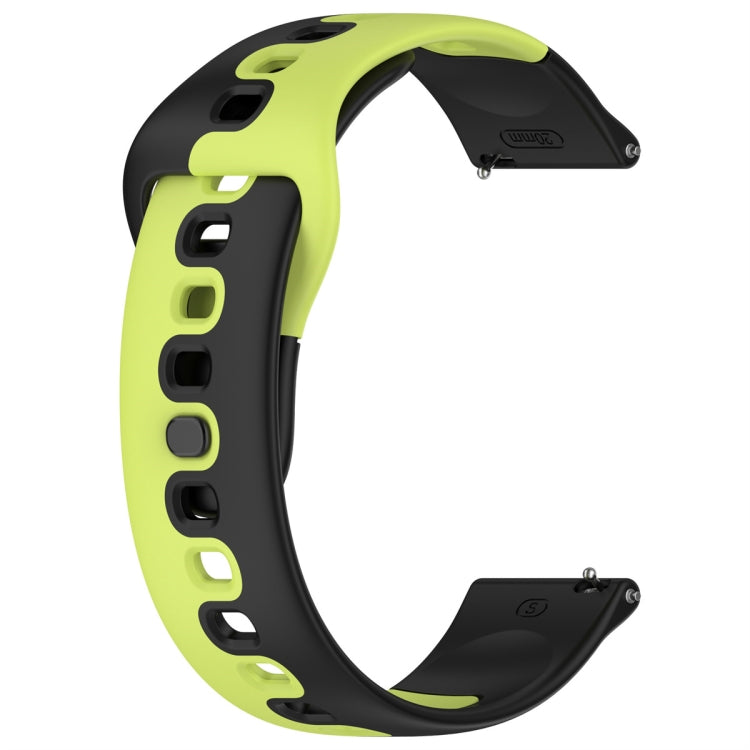 For Samsung Galaxy Watch Active 20mm Double Color Silicone Watch Band(Black+Green) - Watch Bands by PMC TechLife | Online Shopping South Africa | PMC TechLife