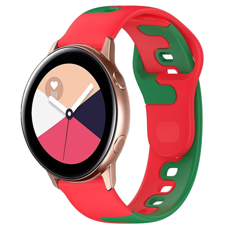 For Samsung Galaxy Watch Active 20mm Double Color Silicone Watch Band(Red+Green) - Watch Bands by PMC TechLife | Online Shopping South Africa | PMC TechLife