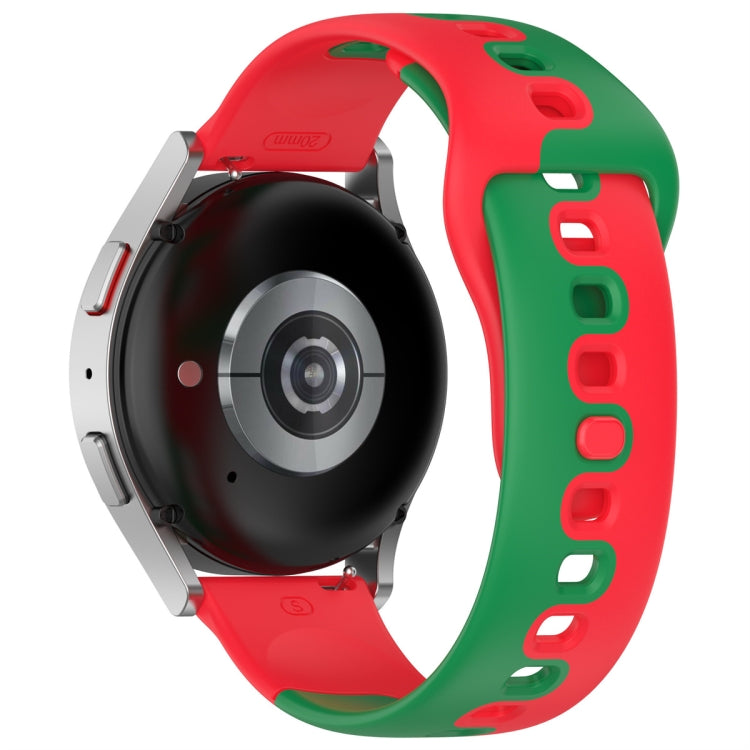 For Samsung Galaxy Watch Active 20mm Double Color Silicone Watch Band(Red+Green) - Watch Bands by PMC TechLife | Online Shopping South Africa | PMC TechLife