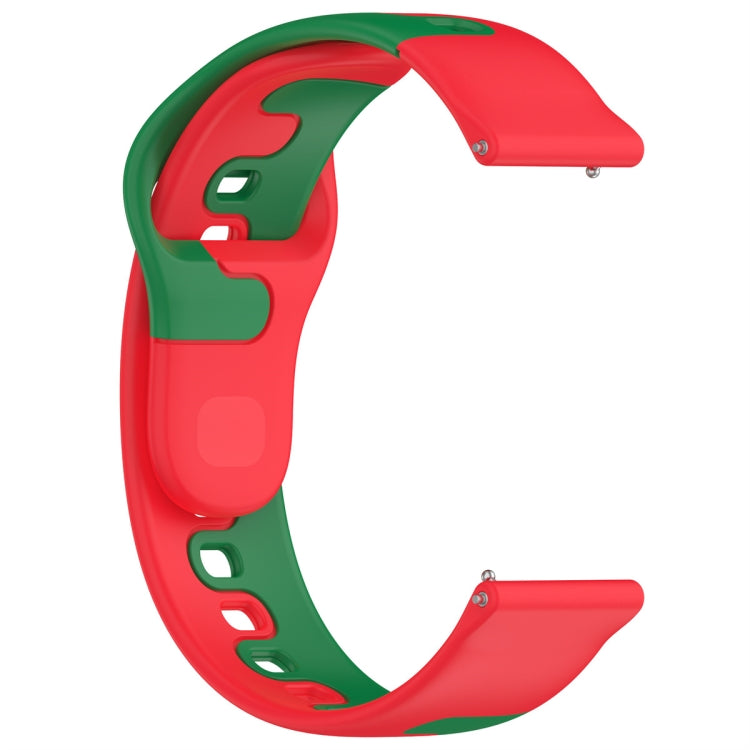 For Samsung Galaxy Watch Active 20mm Double Color Silicone Watch Band(Red+Green) - Watch Bands by PMC TechLife | Online Shopping South Africa | PMC TechLife