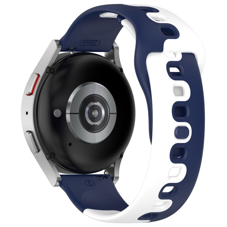 For Samsung Galaxy Watch Active 20mm Double Color Silicone Watch Band(Blue+White) - Watch Bands by PMC TechLife | Online Shopping South Africa | PMC TechLife
