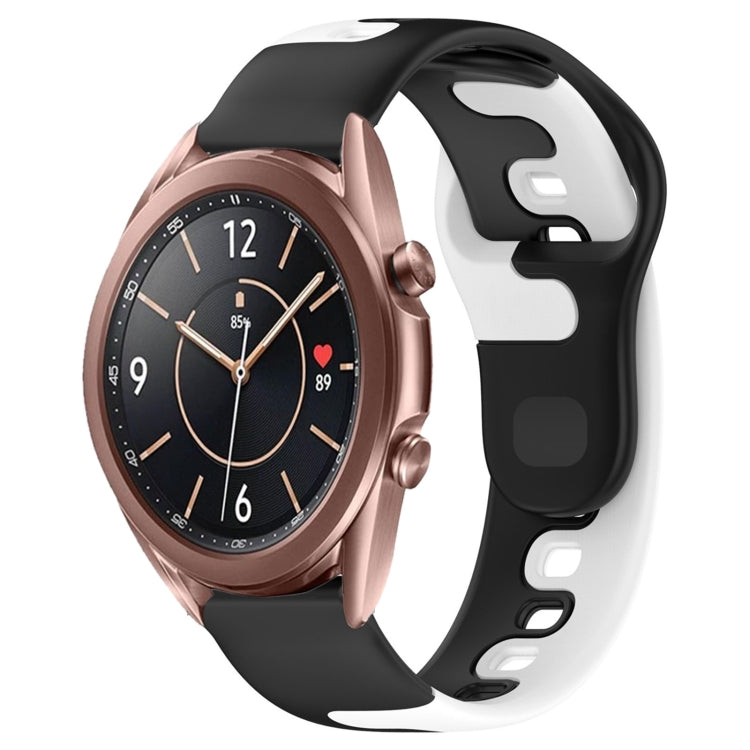 For Samsung Galaxy Watch3 41mm 20mm Double Color Silicone Watch Band(Black+White) - Watch Bands by PMC TechLife | Online Shopping South Africa | PMC TechLife