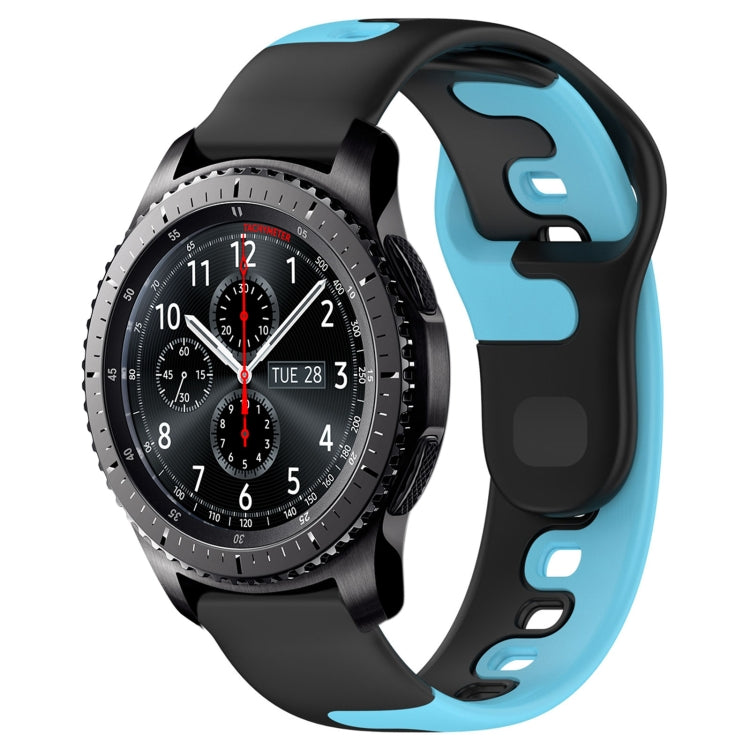 For Samsung Gear S3 Classic / Frontier 22mm Double Color Silicone Watch Band(Black+Blue) - Watch Bands by PMC TechLife | Online Shopping South Africa | PMC TechLife