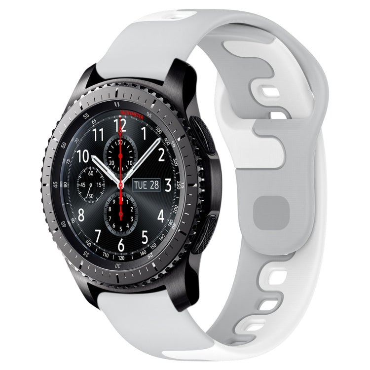 For Samsung Gear S3 Classic / Frontier 22mm Double Color Silicone Watch Band(Gray+White) - Watch Bands by PMC TechLife | Online Shopping South Africa | PMC TechLife