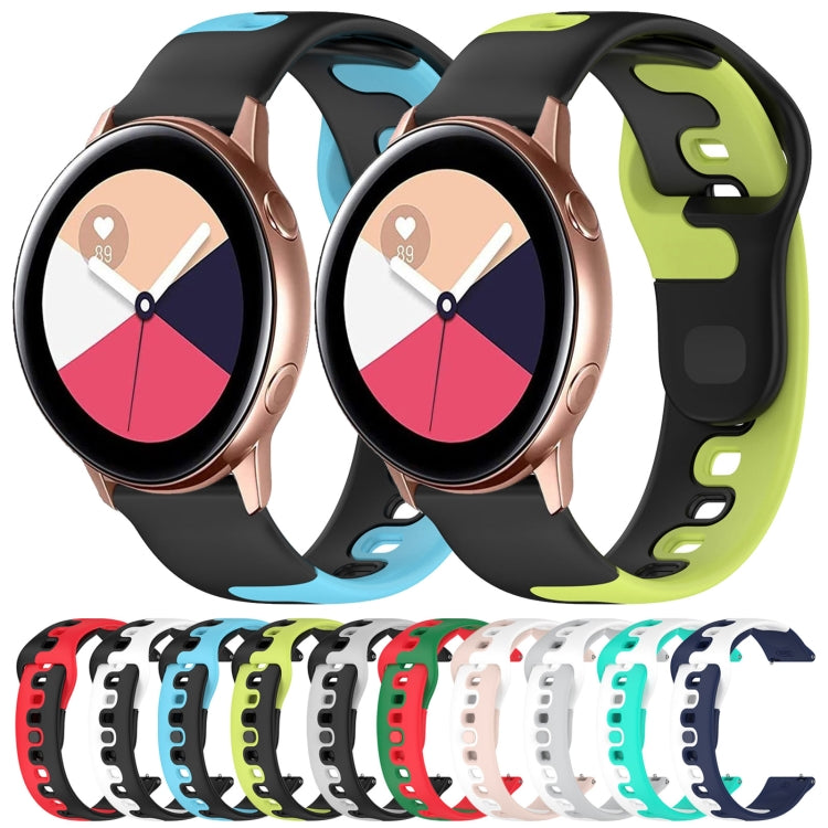 For Samsung Galaxy Watch Active 20mm Double Color Silicone Watch Band(Black+Gray) - Watch Bands by PMC TechLife | Online Shopping South Africa | PMC TechLife