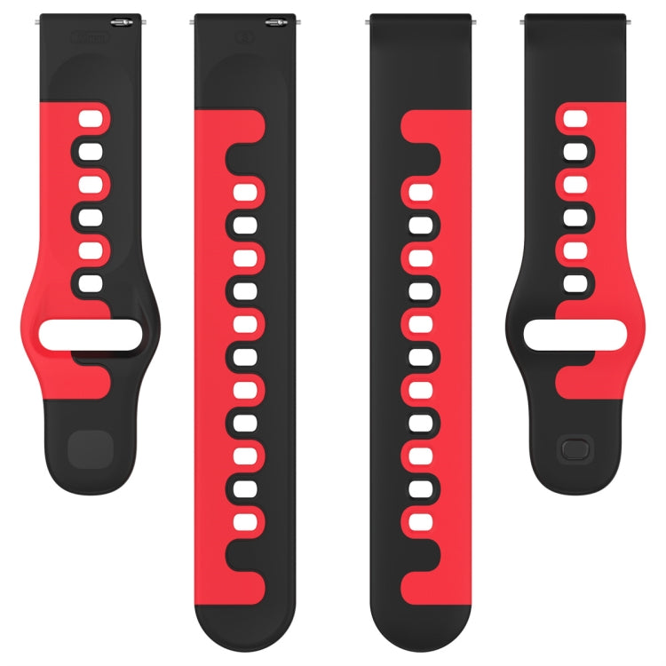 For Samsung Galaxy Watch Active 20mm Double Color Silicone Watch Band(Black+Red) - Watch Bands by PMC TechLife | Online Shopping South Africa | PMC TechLife