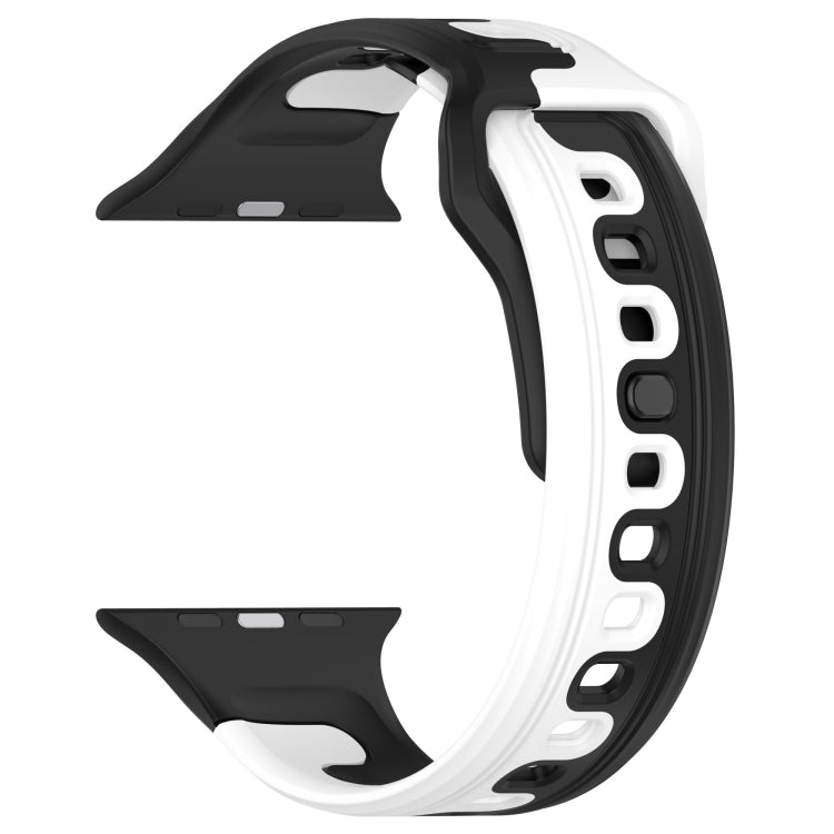 For Apple Watch 9 41mm Double Color Silicone Watch Band(Black+White) - Watch Bands by PMC TechLife | Online Shopping South Africa | PMC TechLife