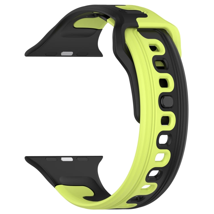 For Apple Watch 9 45mm Double Color Silicone Watch Band(Black+Green) - Watch Bands by PMC TechLife | Online Shopping South Africa | PMC TechLife