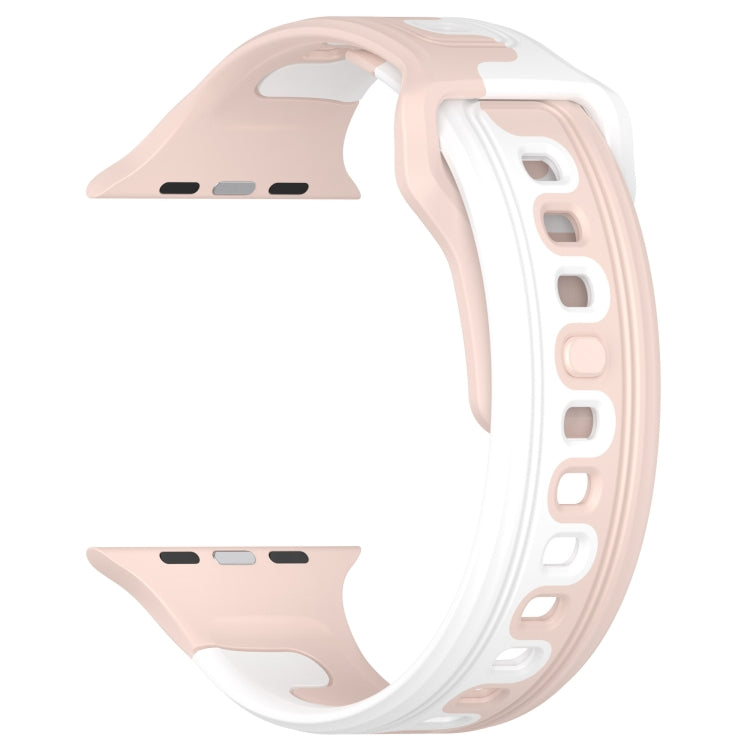 For Apple Watch 7 41mm Double Color Silicone Watch Band(Pink+White) - free shipping - PMC TechLife - Order now!