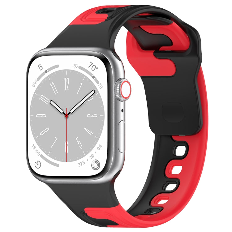 For Apple Watch 7 41mm Double Color Silicone Watch Band(Black+Red) - Watch Bands by PMC TechLife | Online Shopping South Africa | PMC TechLife