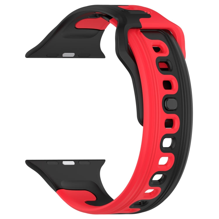 For Apple Watch 7 41mm Double Color Silicone Watch Band(Black+Red) - Watch Bands by PMC TechLife | Online Shopping South Africa | PMC TechLife