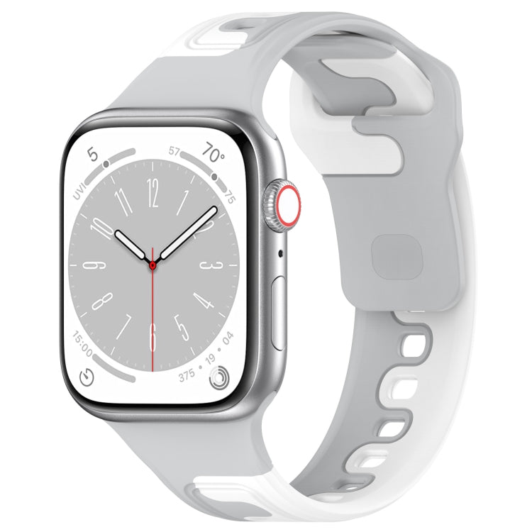 For Apple Watch SE 2022 40mm Double Color Silicone Watch Band(Grey+White) - Watch Bands by PMC TechLife | Online Shopping South Africa | PMC TechLife
