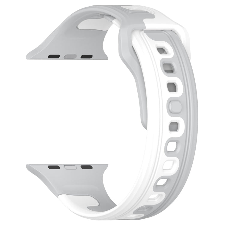 For Apple Watch SE 2022 40mm Double Color Silicone Watch Band(Grey+White) - Watch Bands by PMC TechLife | Online Shopping South Africa | PMC TechLife