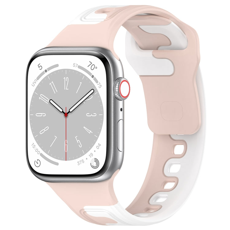For Apple Watch 5 44mm Double Color Silicone Watch Band(Pink+White) - Watch Bands by PMC TechLife | Online Shopping South Africa | PMC TechLife