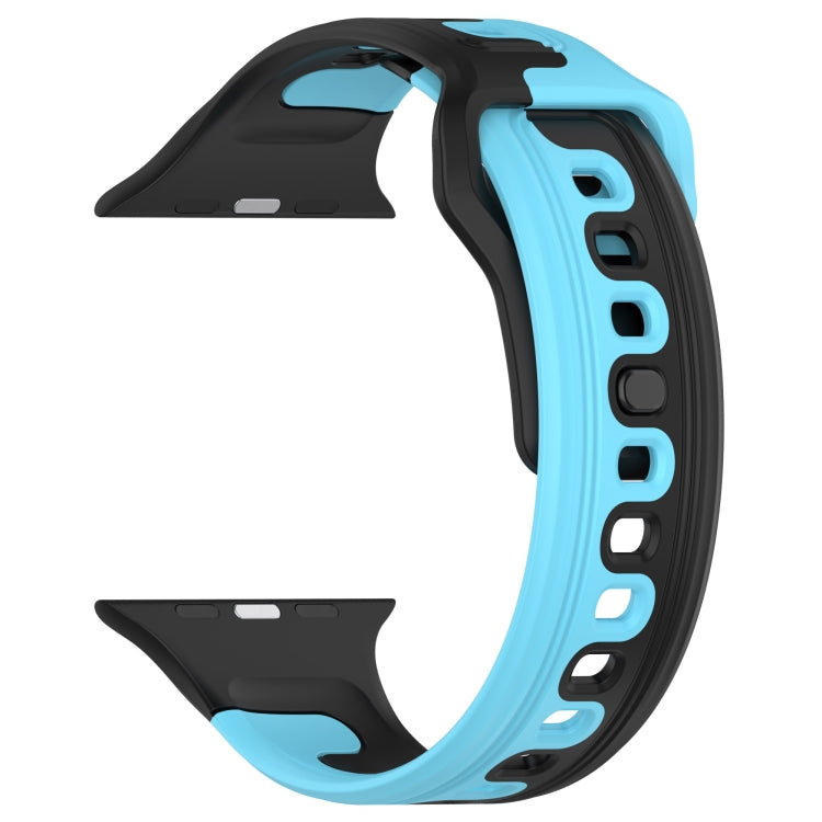 For Apple Watch 4 40mm Double Color Silicone Watch Band(Black+Blue) - Watch Bands by PMC TechLife | Online Shopping South Africa | PMC TechLife