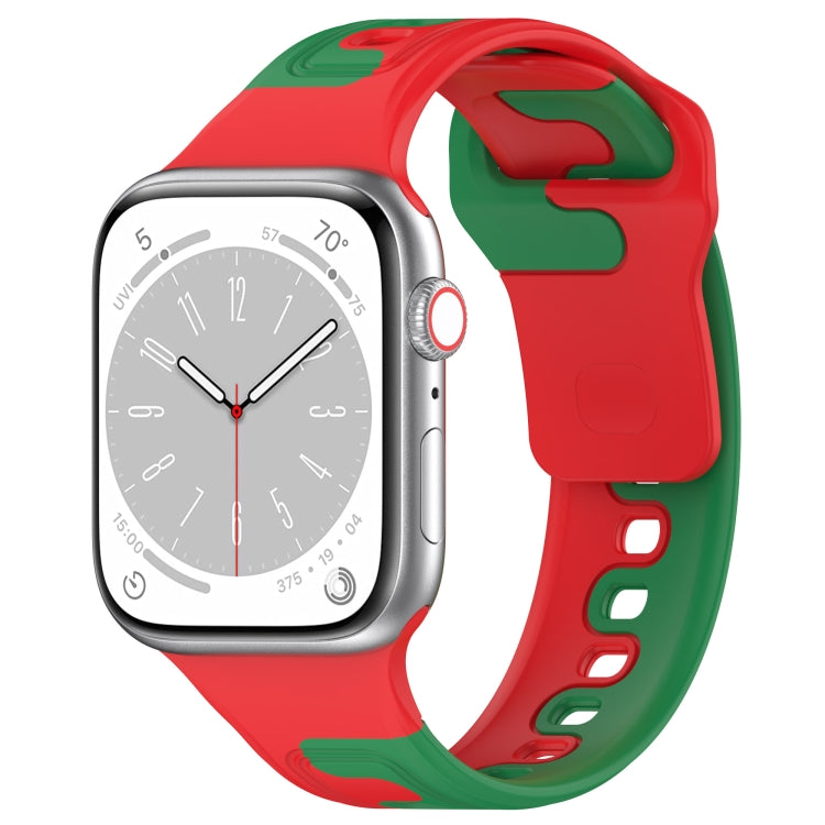 For Apple Watch 3 38mm Double Color Silicone Watch Band(Red+Green) - Watch Bands by PMC TechLife | Online Shopping South Africa | PMC TechLife