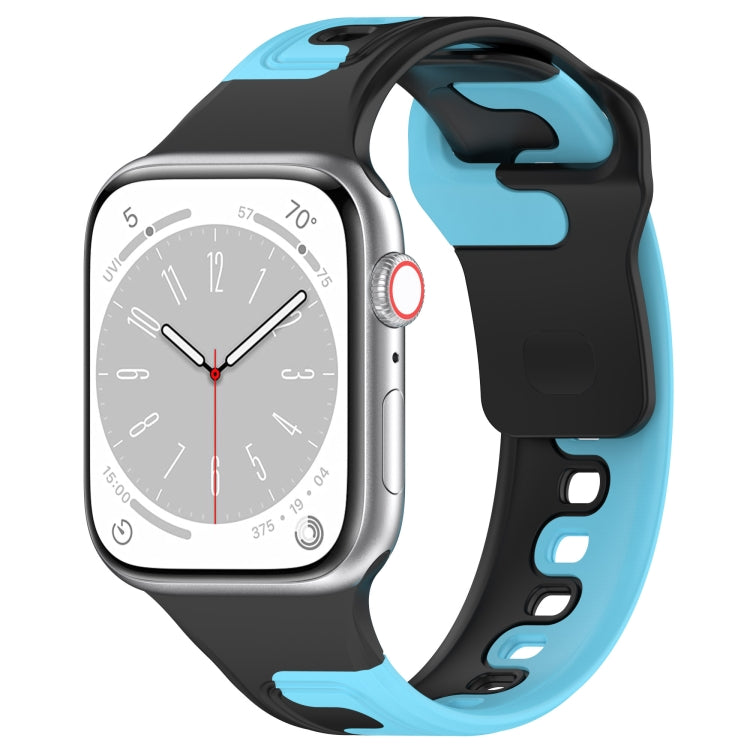 For Apple Watch 2 42mm Double Color Silicone Watch Band(Black+Blue) - Watch Bands by PMC TechLife | Online Shopping South Africa | PMC TechLife