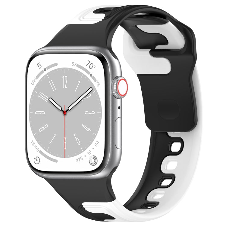For Apple Watch 42mm Double Color Silicone Watch Band(Black+White) - Watch Bands by PMC TechLife | Online Shopping South Africa | PMC TechLife