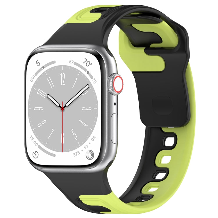 For Apple Watch 42mm Double Color Silicone Watch Band(Black+Green) - Watch Bands by PMC TechLife | Online Shopping South Africa | PMC TechLife