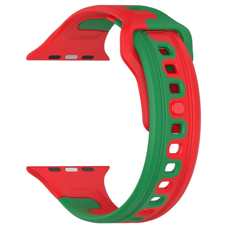 For Apple Watch 42mm Double Color Silicone Watch Band(Red+Green) - Watch Bands by PMC TechLife | Online Shopping South Africa | PMC TechLife
