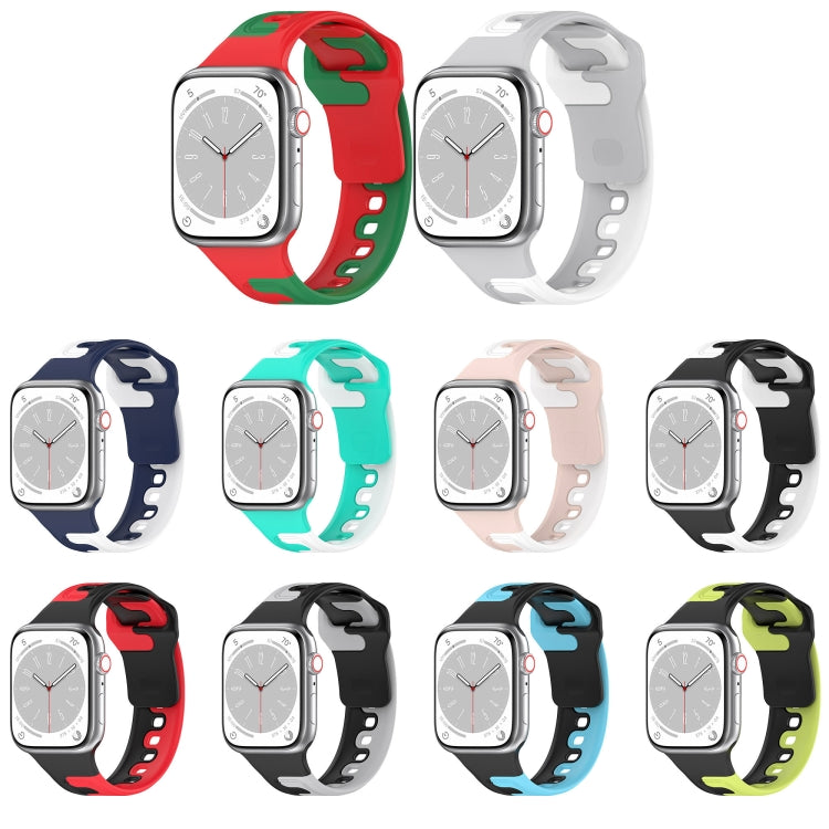 For Apple Watch 42mm Double Color Silicone Watch Band(Grey+White) - Watch Bands by PMC TechLife | Online Shopping South Africa | PMC TechLife