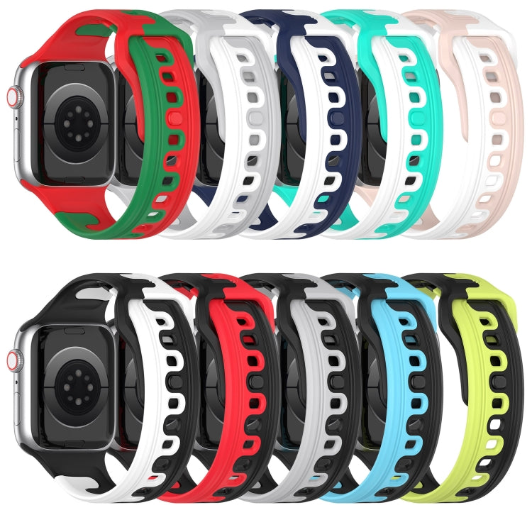 For Apple Watch 2 42mm Double Color Silicone Watch Band(Cyan+White) - Watch Bands by PMC TechLife | Online Shopping South Africa | PMC TechLife