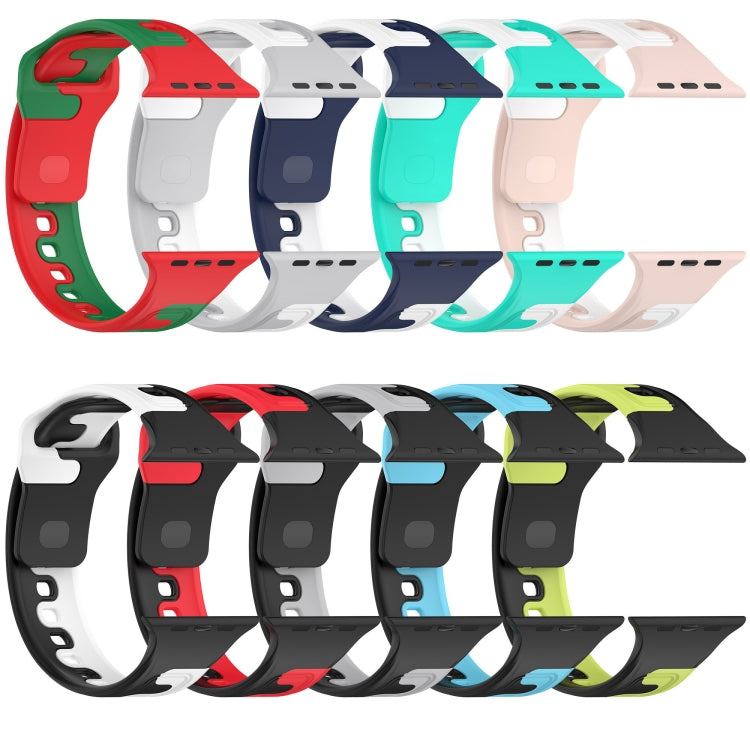For Apple Watch 5 44mm Double Color Silicone Watch Band(Black+Green) - Watch Bands by PMC TechLife | Online Shopping South Africa | PMC TechLife
