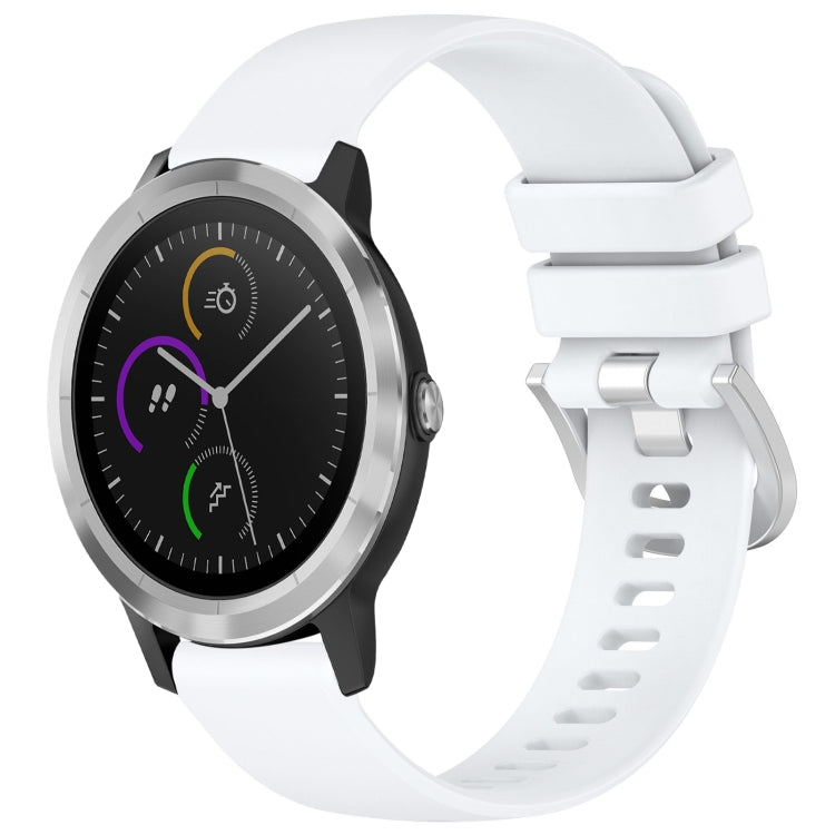 Compatible with Garmin Vivomove3 / Garminmove3 Liquid Glossy Silver Buckle Silicone Watch Band(White) - Watch Bands by PMC TechLife | Online Shopping South Africa | PMC TechLife | Buy Now Pay Later Mobicred