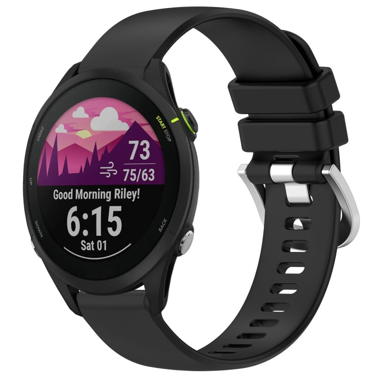 Compatible with Garmin Compatible witherunner 255S Music / 255S Liquid Glossy Silver Buckle Silicone Watch Band(Black) - free shipping - PMC TechLife - Order now!