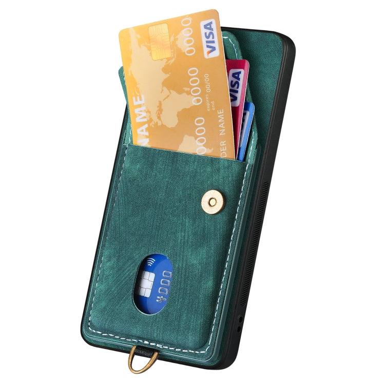 For Xiaomi Redmi Note 13 Pro+ Retro Card Wallet Fold Leather Phone Case with Strap(Green) -  by PMC TechLife | Online Shopping South Africa | PMC TechLife | Buy Now Pay Later Mobicred