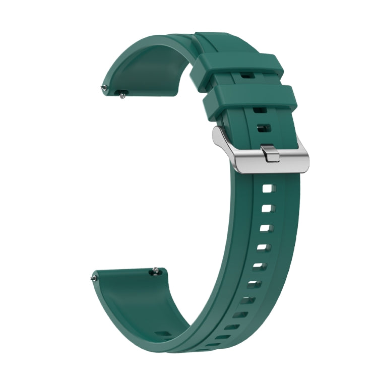 For Huawei Watch GT4 41mm Tire Pattern Silver Buckle Silicone Watch Band(Dark Green) - Watch Bands by PMC TechLife | Online Shopping South Africa | PMC TechLife