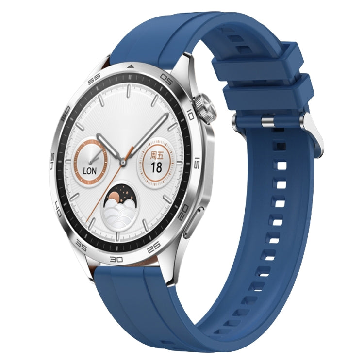 For Huawei Watch GT4 46mm Tire Pattern Silver Buckle Silicone Watch Band(Blue) - Watch Bands by PMC TechLife | Online Shopping South Africa | PMC TechLife
