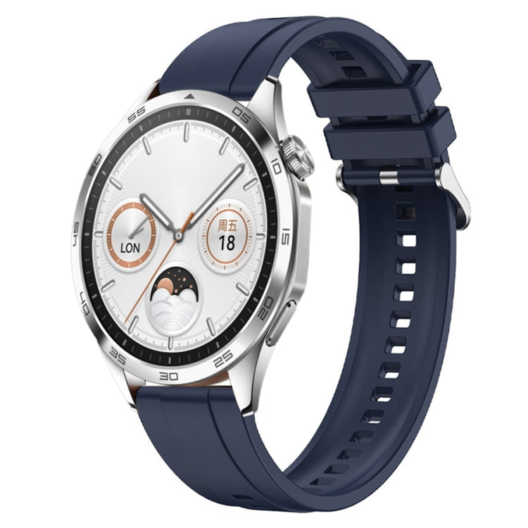 For Huawei Watch GT4 46mm Tire Pattern Silver Buckle Silicone Watch Band(Midnight Blue) - Watch Bands by PMC TechLife | Online Shopping South Africa | PMC TechLife