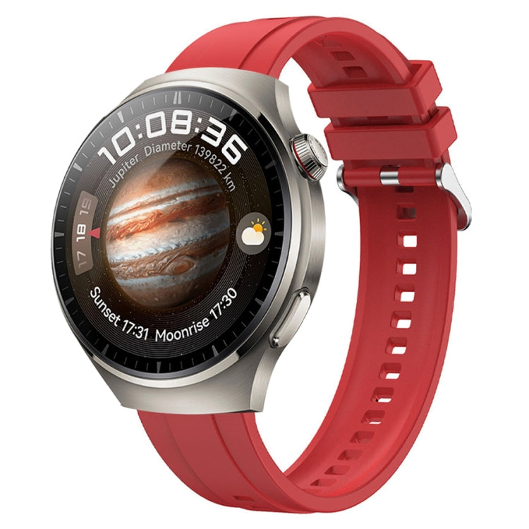 For Huawei Watch 4 Tire Pattern Silver Buckle Silicone Watch Band(Red) - free shipping - PMC TechLife - Order now!